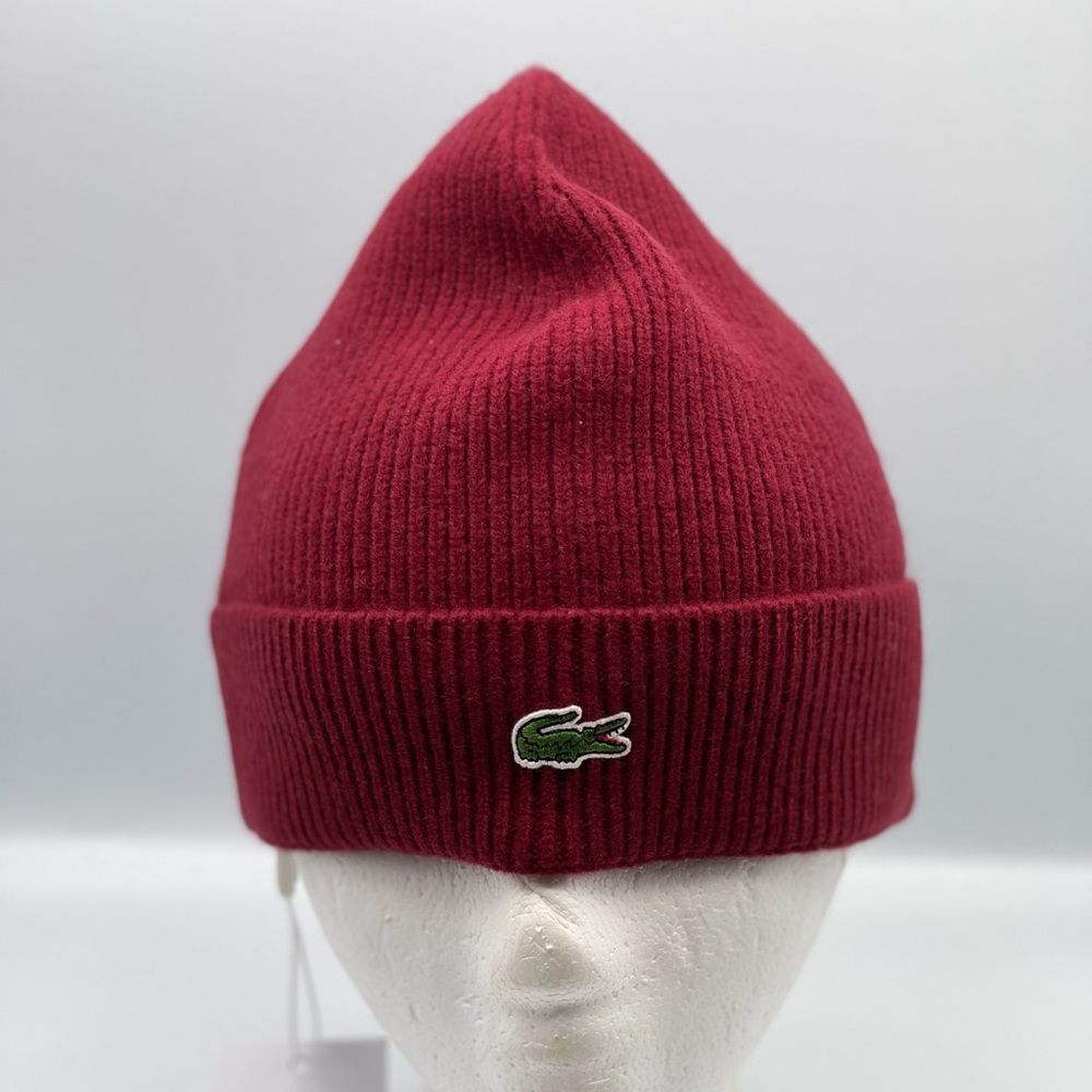 LACOSTE‎ TURNED EDGE RIBBED WOOL BEANIE HAT [RB3502] (ONE SIZE)